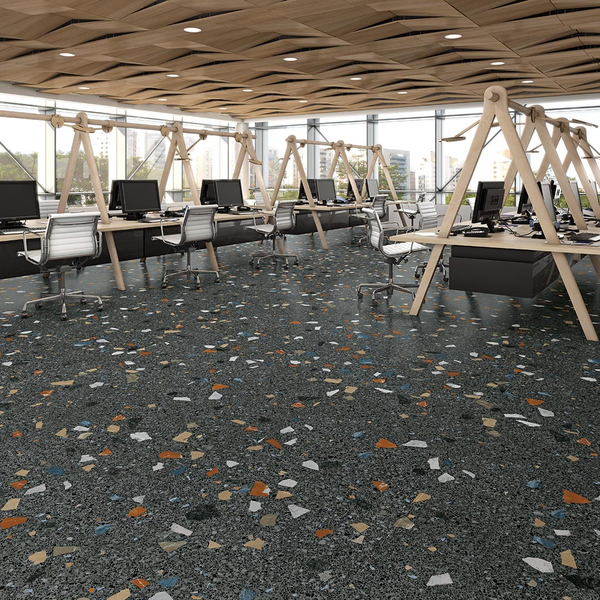 STRACCIATELLA GRAFITO - Carrelage aspect terrazzo coloré 60x120 cm