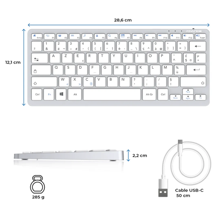 Clavier sans fil Bluetooth Advance SmartKeys Plus (Gris)