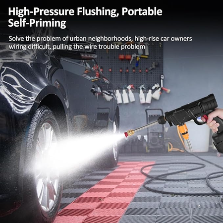 Mulcort Nettoyeur Haute Pression Sans Fil 350 PSI, 2×3000 mAh, Tuyau 5 m – Pour Voiture & Jardin