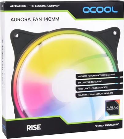 Ventilateur de boitier Alphacool Rise Aurora RGB - 14cm (Blanc)