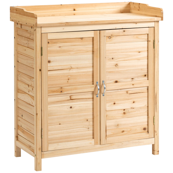 Armoire de jardin sur pied 2 portes étagère sapin
