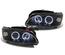 PHARES AVANTS NOIRS DOUBLE ANNEAUX ANGEL EYES LED PEUGEOT 106 PH2 (14610)